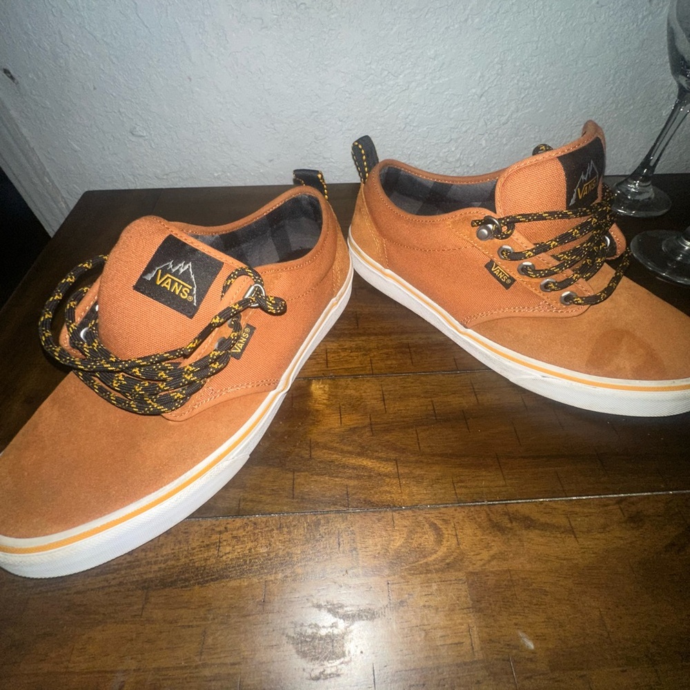 Vans Men's Orange Sneakers with Black Accents
